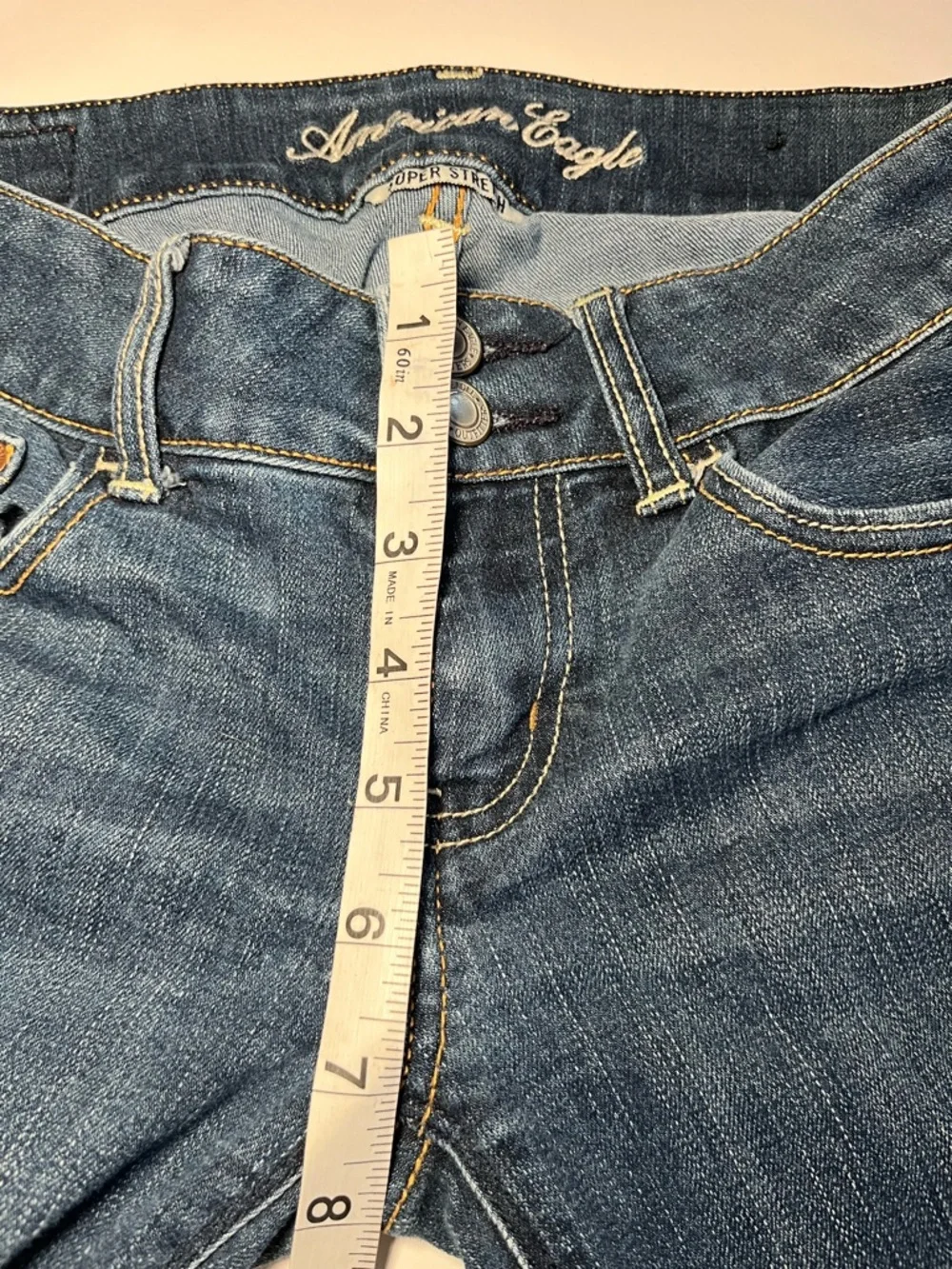 Y2K Vintage Low Rise AE Artist Bootcut Sz 4 short jeans dark Wash - Picture 6 of 10